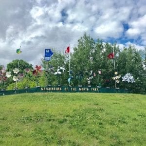 Metal Flower Artwork on the Border