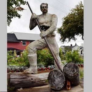 Logger Sculpture on Gull River